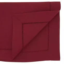Berry Red Hemstitch Border Table Runner
