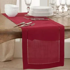 Berry Red Hemstitch Border Table Runner