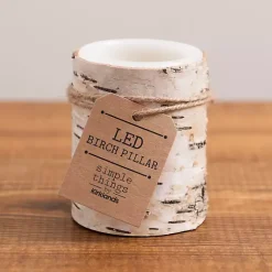 Birch Bark LED Pillar Candle, 4 in.