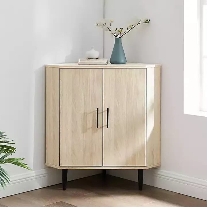 Birch Wood Finish Corner Cabinet
