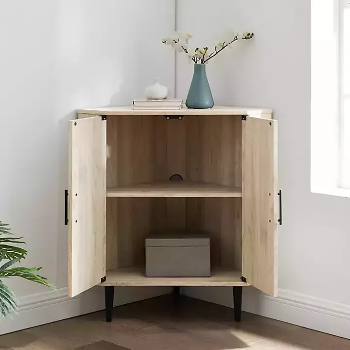 Birch Wood Finish Corner Cabinet