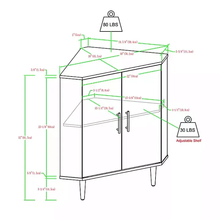 Birch Wood Finish Corner Cabinet