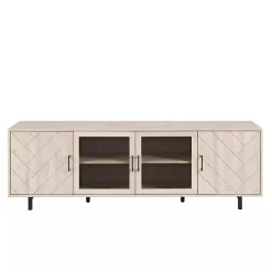 Birch Wood Herringbone 4-Door TV Stand