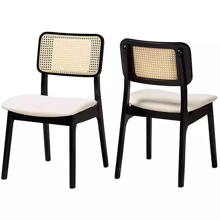 Black & Cream Modern Dining Chairs, Set of 2