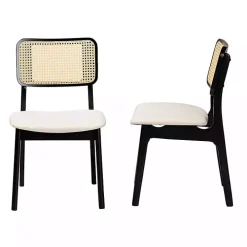 Black & Cream Modern Dining Chairs, Set of 2