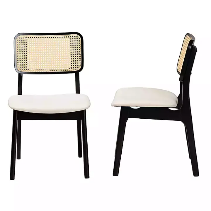 Black & Cream Modern Dining Chairs, Set of 2
