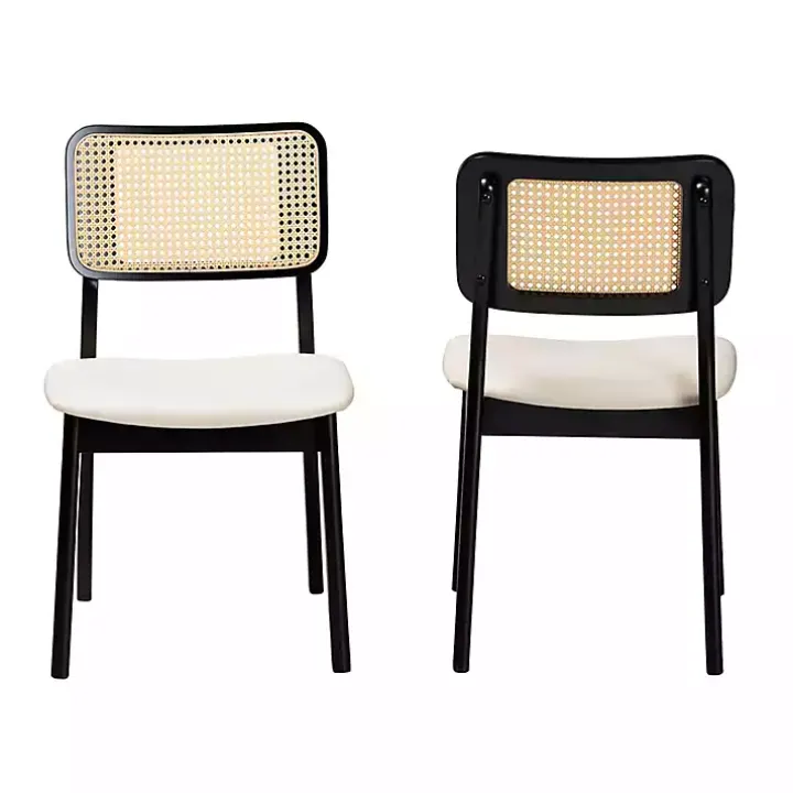 Black & Cream Modern Dining Chairs, Set of 2