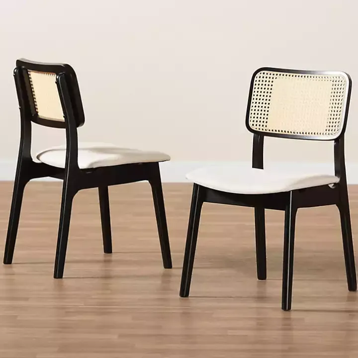 Black & Cream Modern Dining Chairs, Set of 2