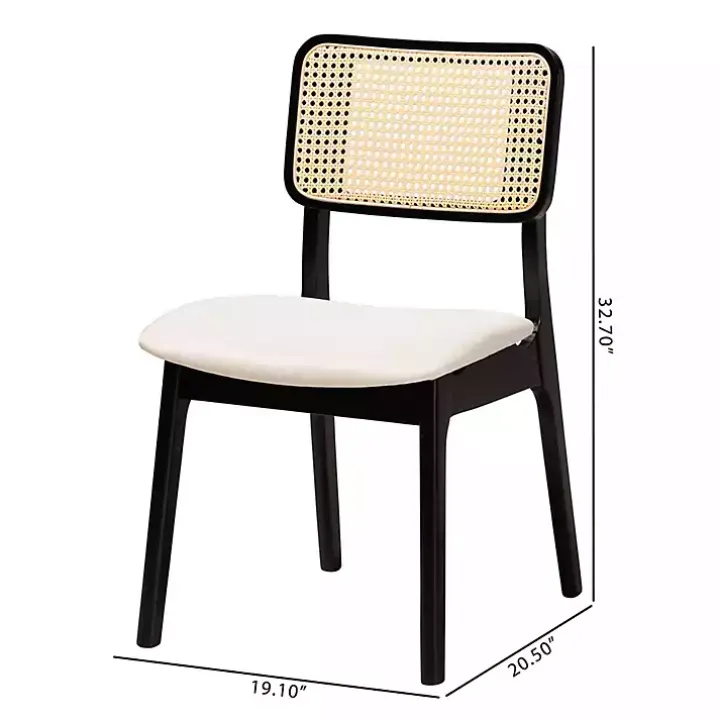 Black & Cream Modern Dining Chairs, Set of 2
