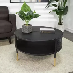 Black & Gold Metal Mesh Round Coffee Table
