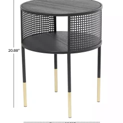 Black & Gold Metal Mesh Round Accent Table