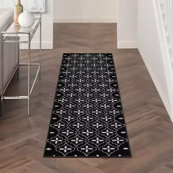 Black & Ivory Quatrefoil Indoor/Outdoor Runner
