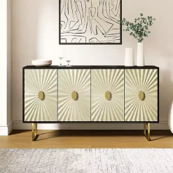 Black & Ivory Sunburst 4-Door Sideboard