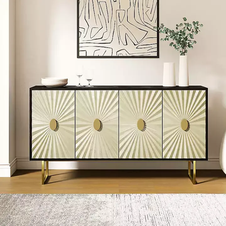 Black & Ivory Sunburst 4-Door Sideboard