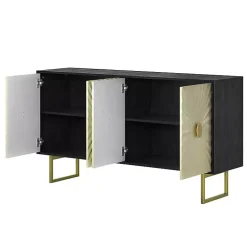 Black & Ivory Sunburst 4-Door Sideboard
