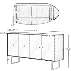 Black & Ivory Sunburst 4-Door Sideboard