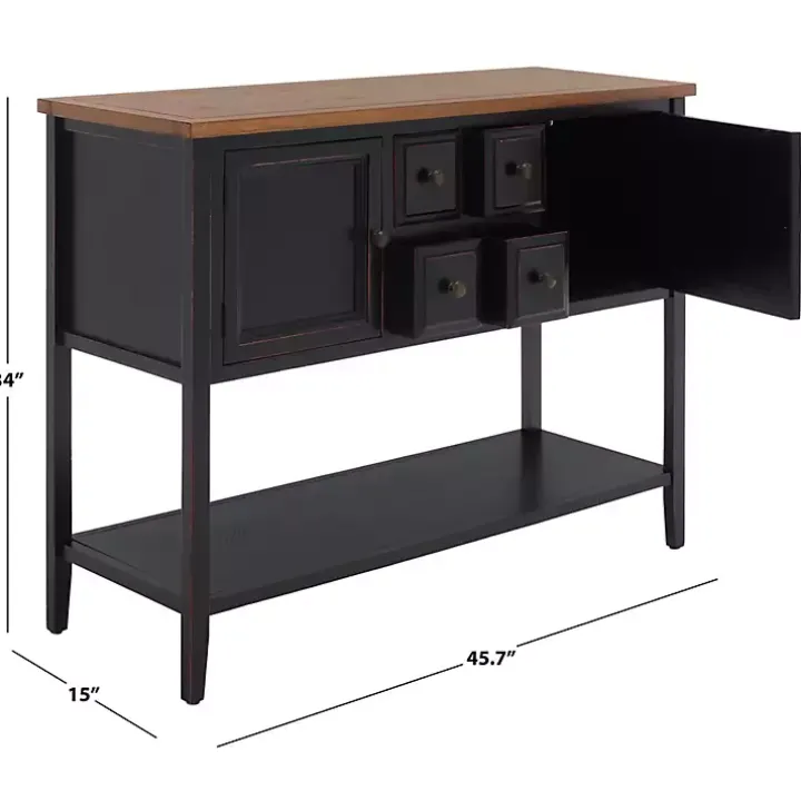 Black & Oak 4-Drawer Charlotte Sideboard