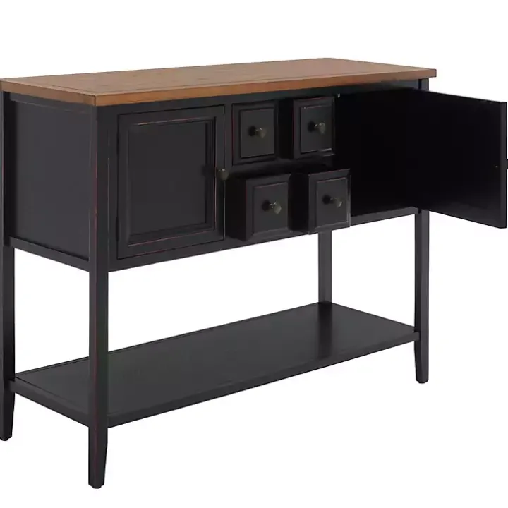 Black & Oak 4-Drawer Charlotte Sideboard