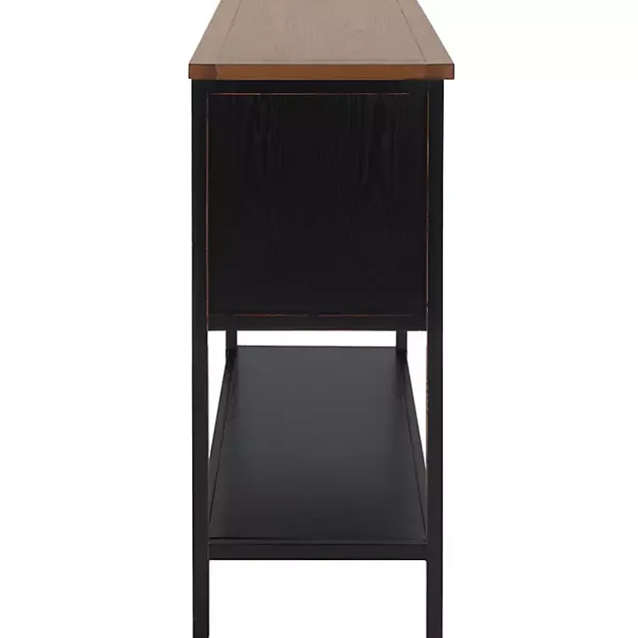 Black & Oak 4-Drawer Charlotte Sideboard