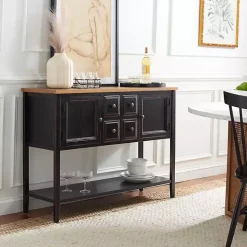 Black & Oak 4-Drawer Charlotte Sideboard
