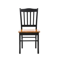 Black & Oak Wood Shaker Dining Chairs, Set of 2