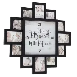 Black 12 Photo Frame Collage Clock
