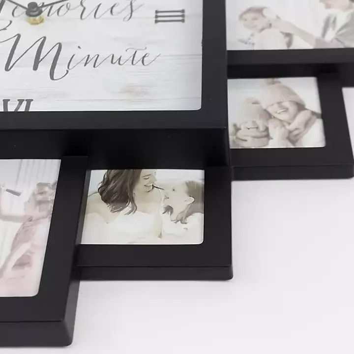 Black 12 Photo Frame Collage Clock