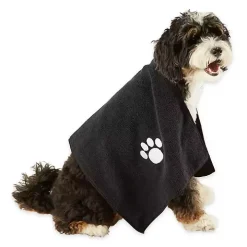 Black & White Embroidered Paw Pet Towels, Set of 3