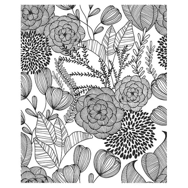 Black & White Floral Garden Peel & Stick Wallpaper