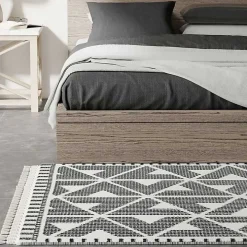 Black & White Geometric Shag Area Rug, 8x10