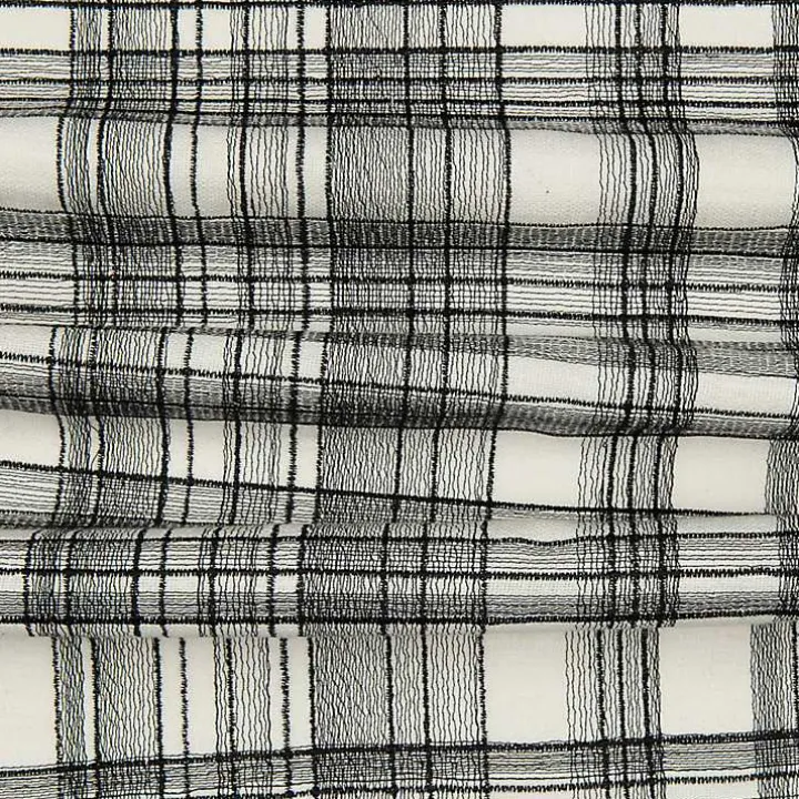 Black & White Handwoven Plaid Throw Pillow