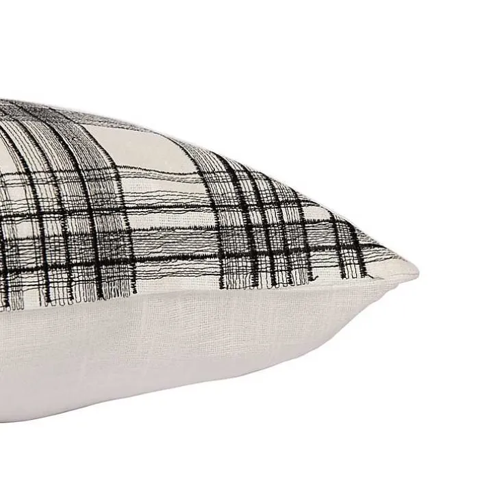 Black & White Handwoven Plaid Throw Pillow