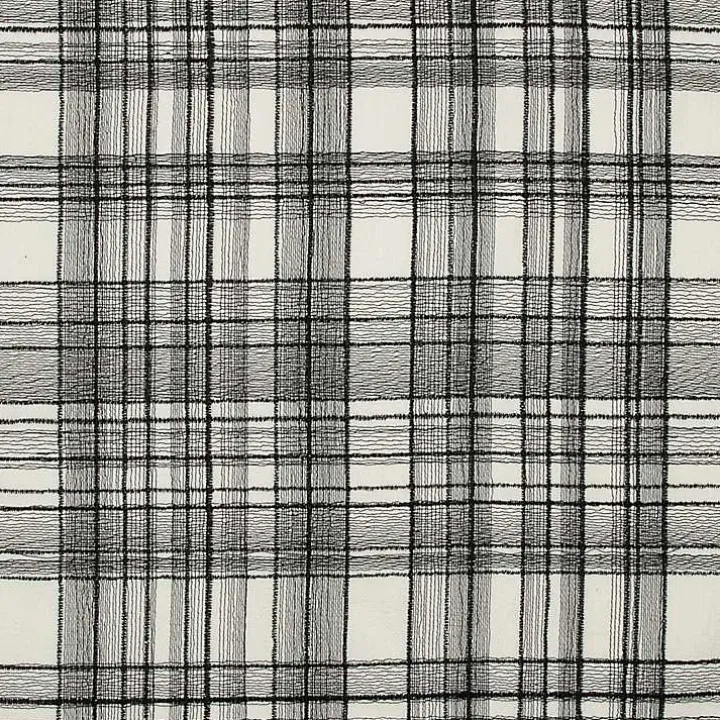 Black & White Handwoven Plaid Throw Pillow