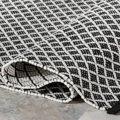 Black & White Trellis Indoor/Outdoor Rug, 5x8