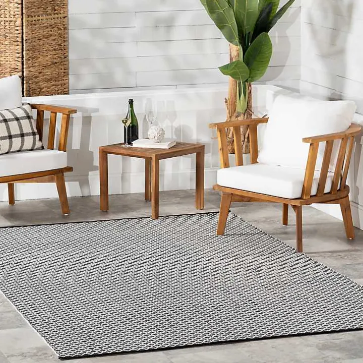 Black & White Trellis Indoor/Outdoor Rug, 6x9