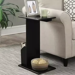 Black Accent Table with Magazine Holder