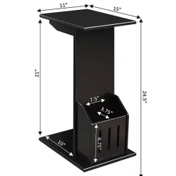 Black Accent Table with Magazine Holder