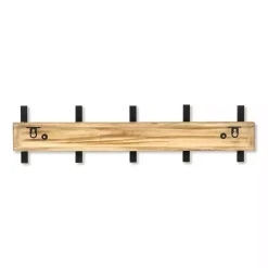 Black and Brown 5-Hook Coat Rack