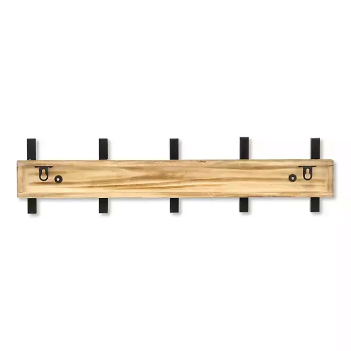 Black and Brown 5-Hook Coat Rack
