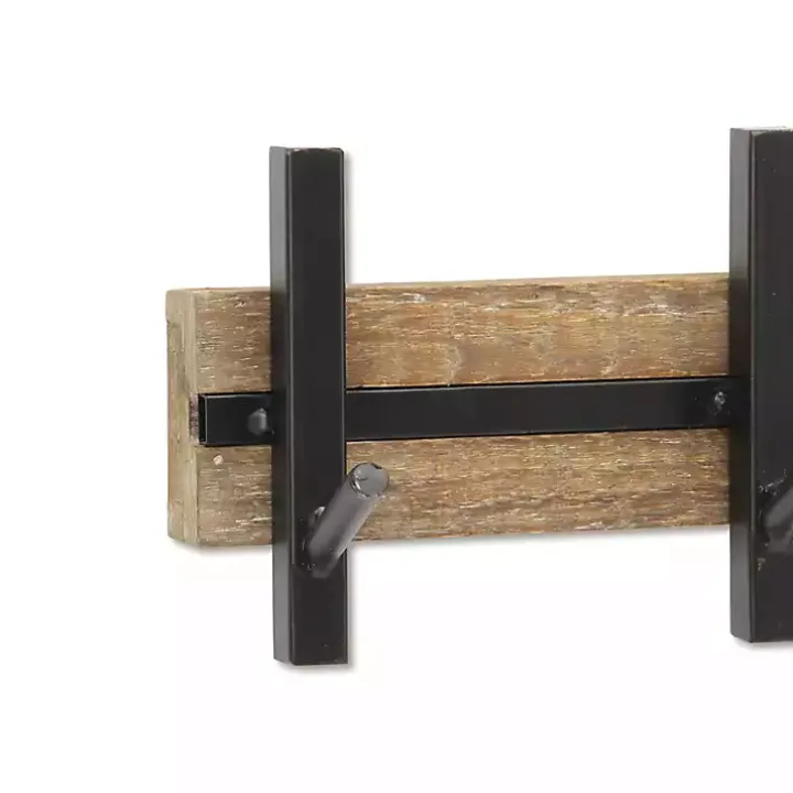 Black and Brown 5-Hook Coat Rack