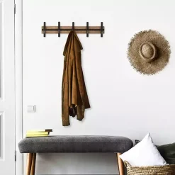 Black and Brown 5-Hook Coat Rack
