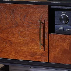 Black and Brown Wood 2-Door Media Cabinet
