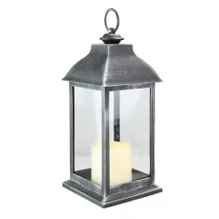 Black and Brushed Silver LED Candle Lantern