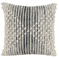 Black and Cream Striped Diamond Pillow Cover