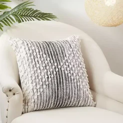 Black and Cream Striped Diamond Pillow Cover