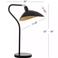 Black and Gold Curved Neck Giselle Task Lamp