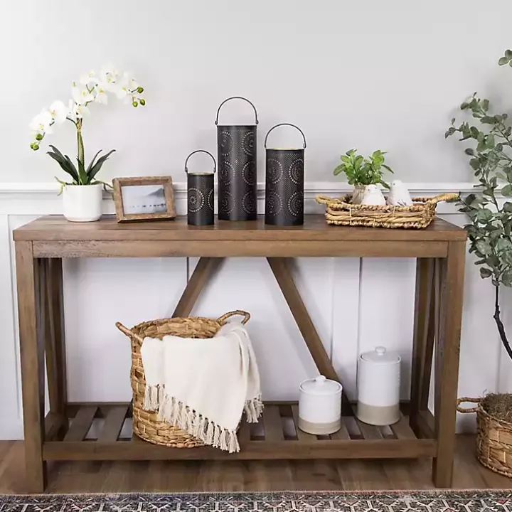 Black and Gold Laser Cut Floral Lanterns, Set of 3