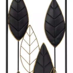 Black and Gold Metal Leaves Wall Plaque