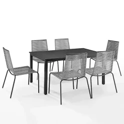 Black and Gray Rope 7-pc. Outdoor Dining Set