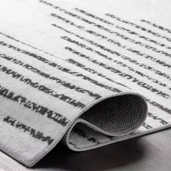 Black and Ivory Diamond Washable Area Rug, 5x8